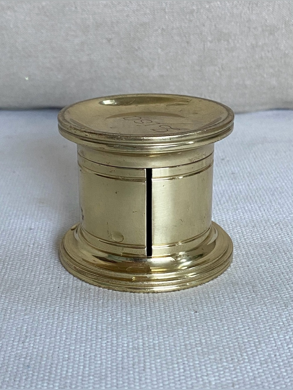Vintage G&D Spain Solid Brass Roll Stamp Dispenser Personalized "Lisa"